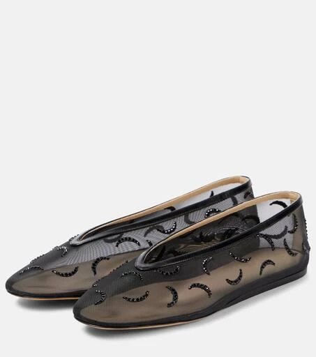 Le Monde beryl Luna embroidered mesh ballet flats 4