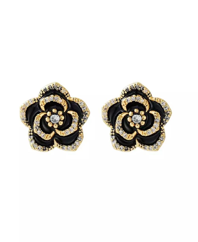 ADORNIA Gold Black CZ Carnelian Earrings 2