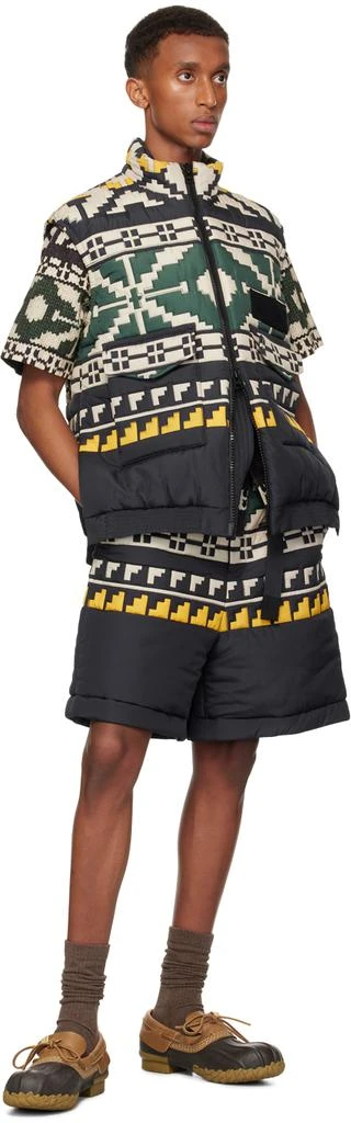 Sacai Black & Green Knit Pattern Quilted Vest 5