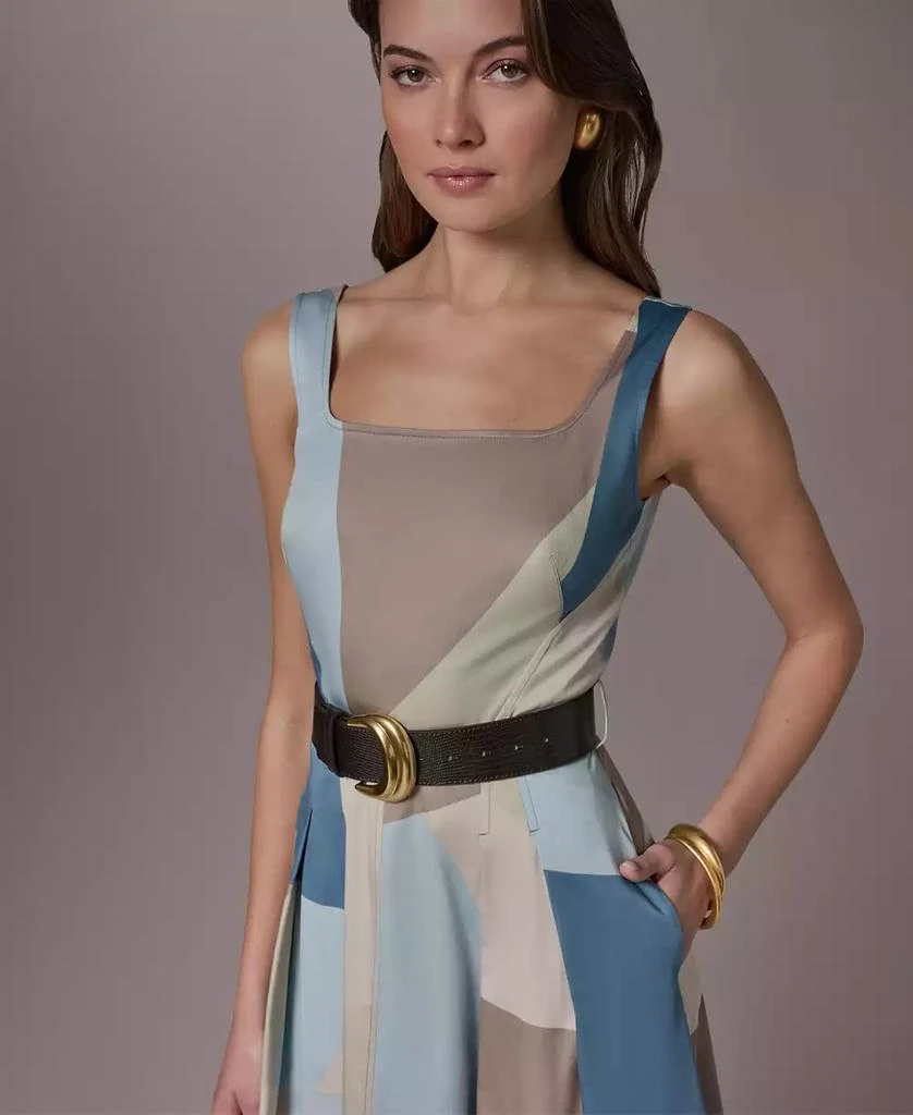 Donna Karan Women
s Square Neck Geometric A-Line Maxi Dress 3