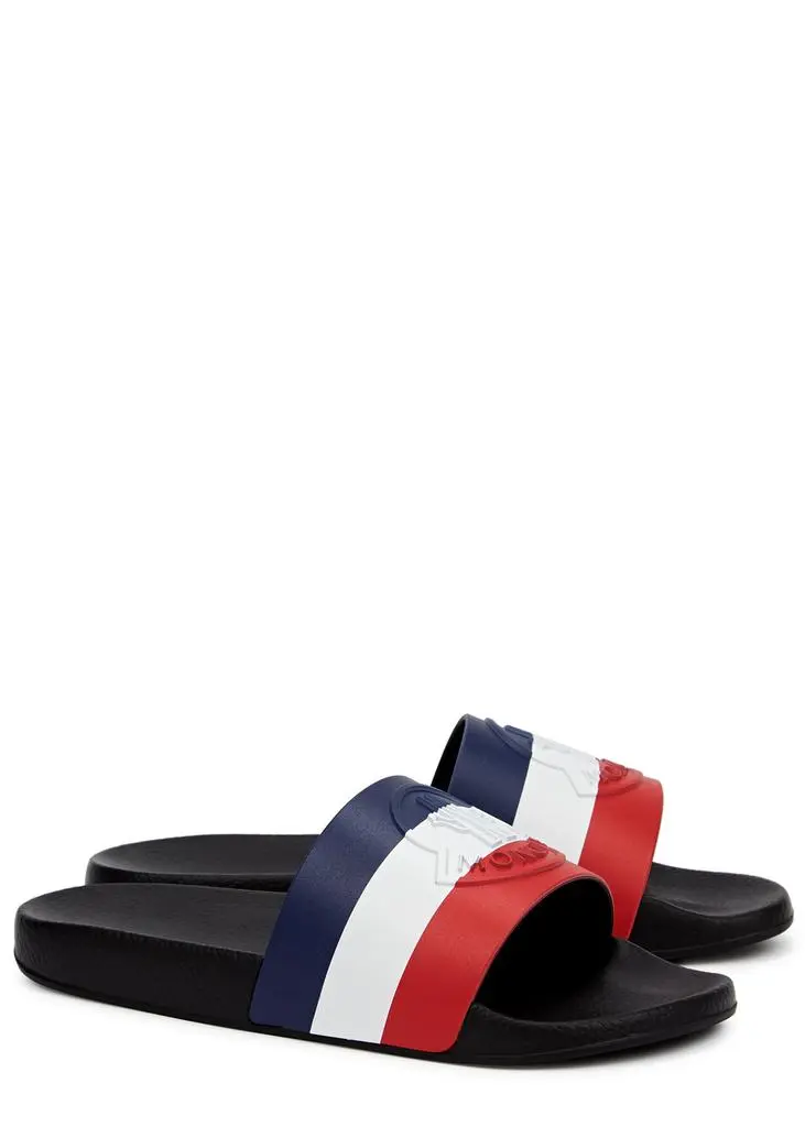 Moncler Basile striped rubber sliders 2