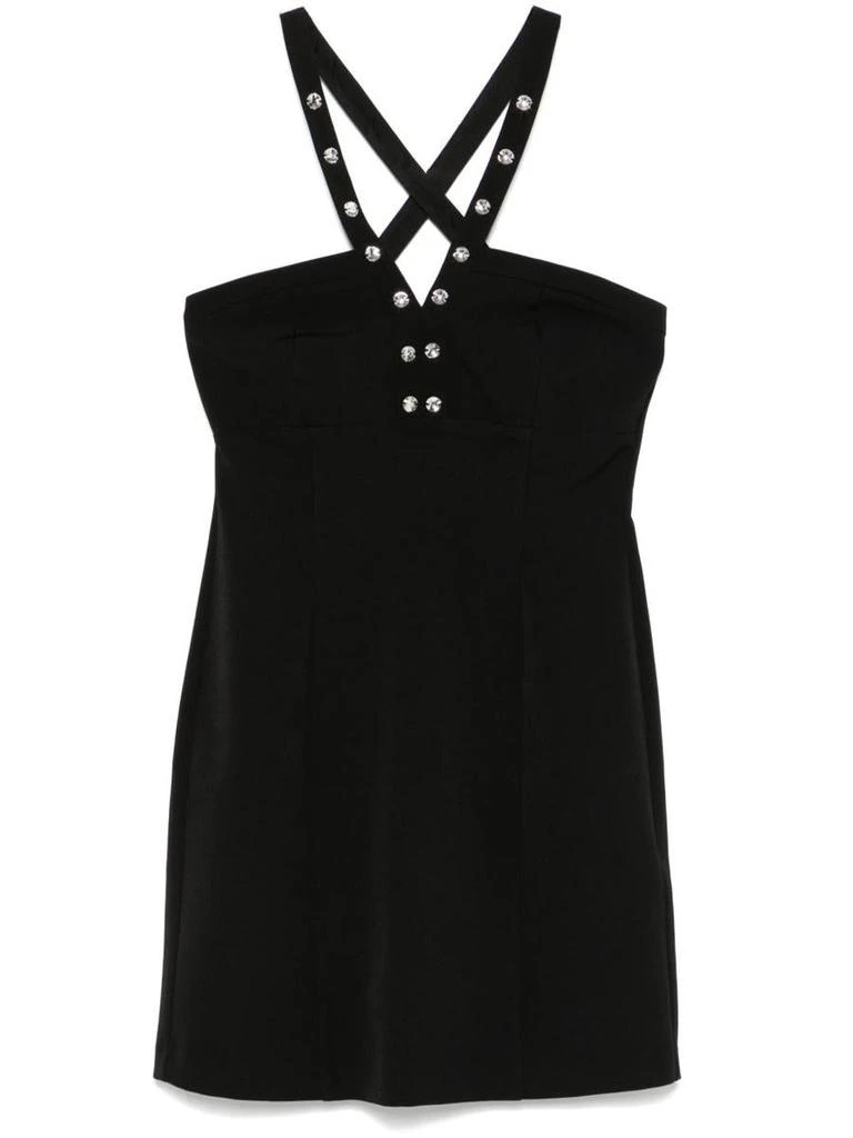 LIU •JO Liu Jo Short Black Dress Adorned With Rhinestones 1