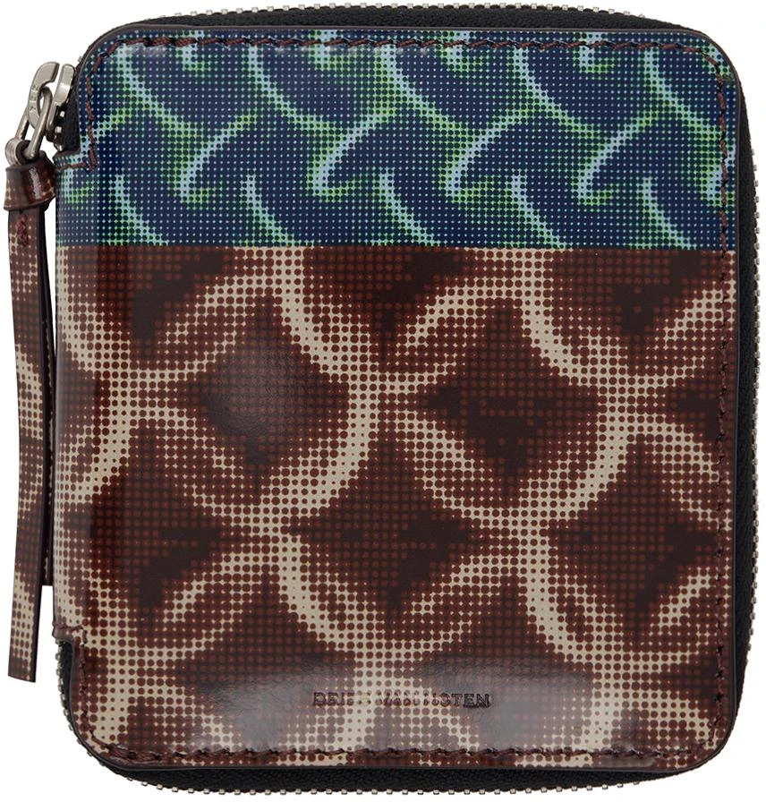 Dries Van Noten Brown & Blue Printed Wallet 1