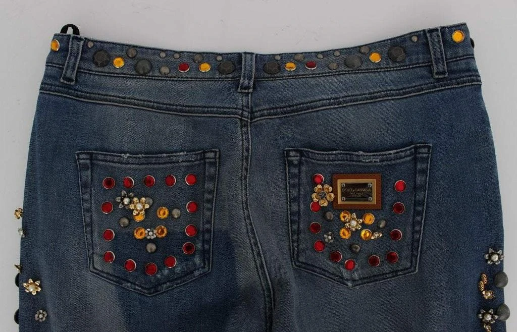 Dolce & Gabbana Dolce & Gabbana Crystal Roses Heart Embellished Jeans 7