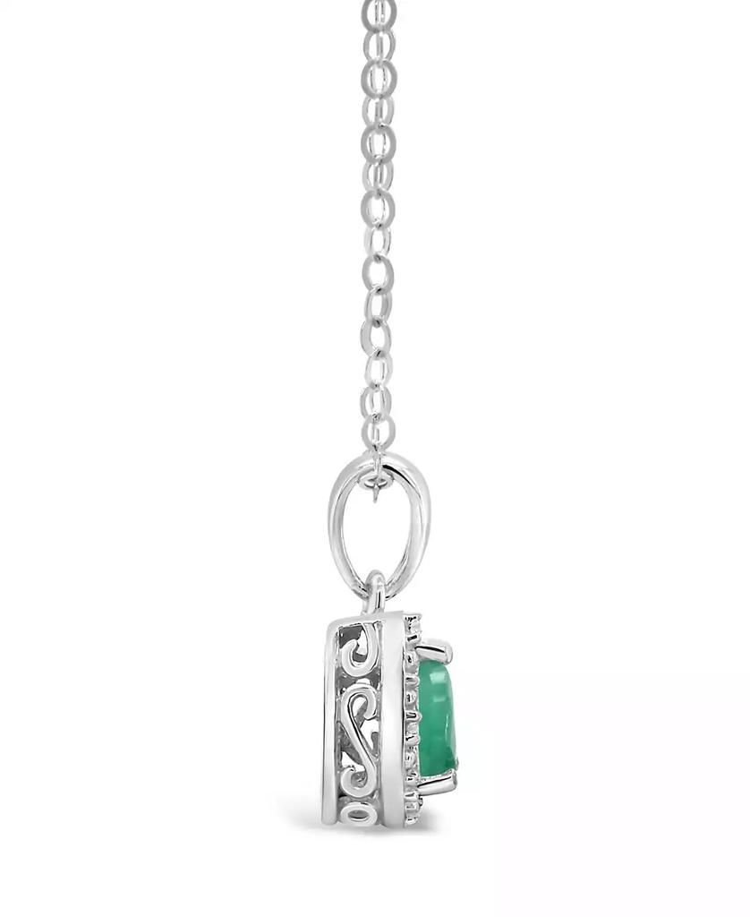 Macy's Emerald (3/8 ct. t.w.) and Diamond Accent Pendant Necklace in Sterling Silver