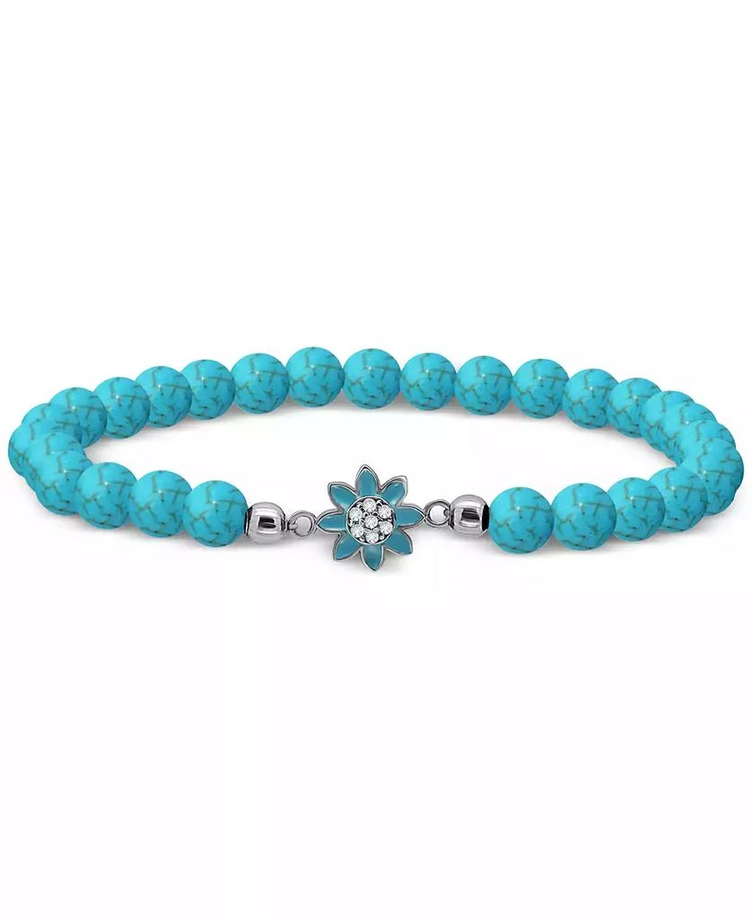 Giani Bernini Howlite Chrysocolla 
Enamel Flower Bead Stretch Bracelet in 18k Gold-Plated Sterling Silver, Created for Macy
s