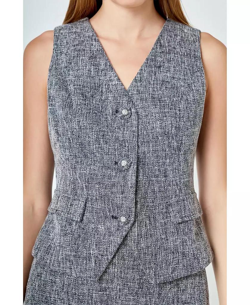 Endless Rose Women's Multi Tweed Buttoned Vest