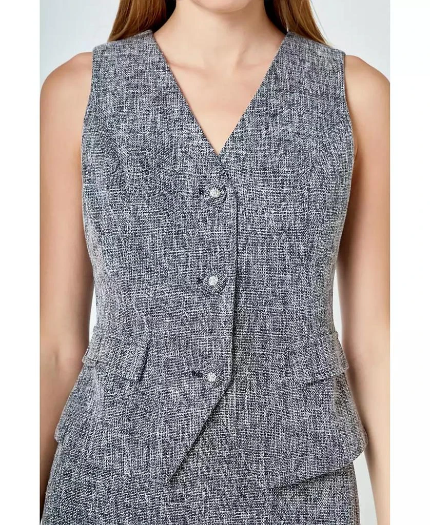 Endless Rose Women's Multi Tweed Buttoned Vest 1