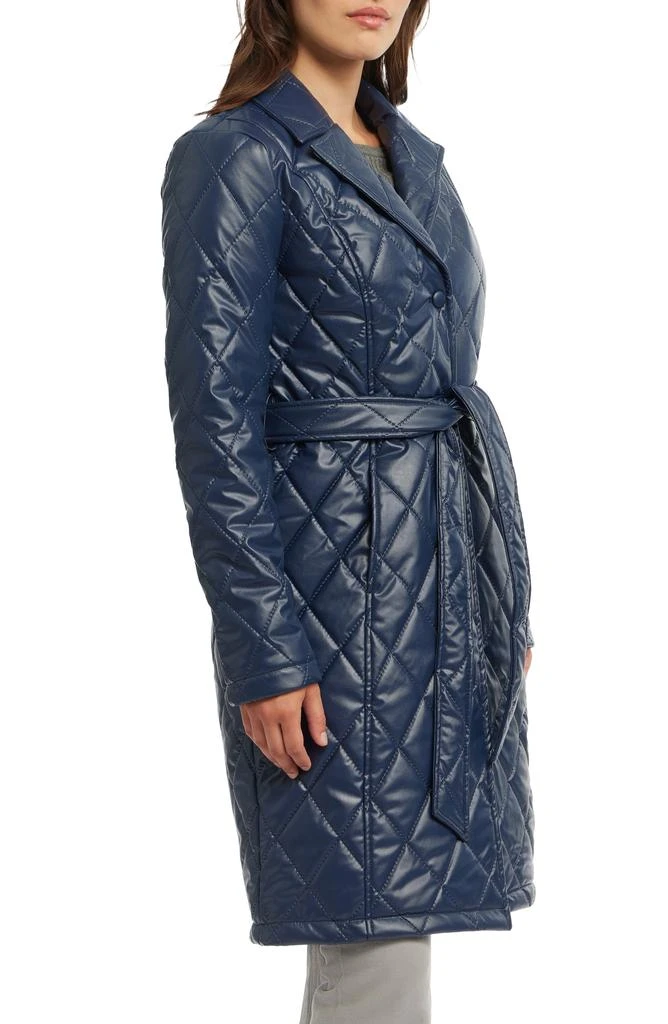 Badgley Mischka Quilted Faux Leather Trench Coat 4