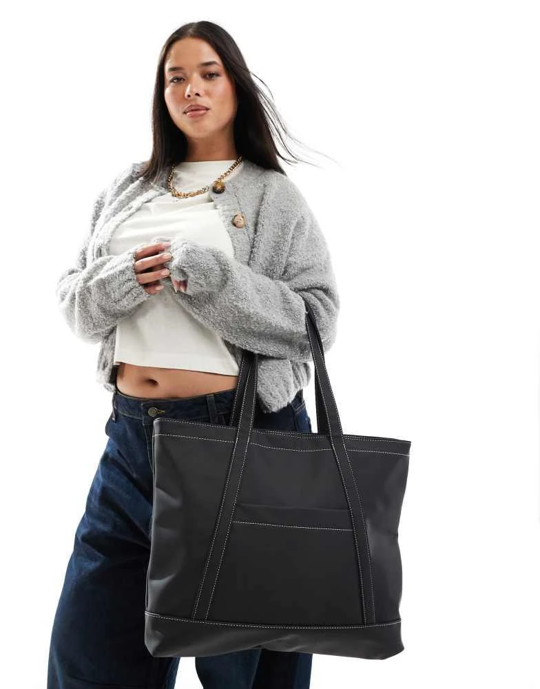 ASOS ASOS DESIGN showerproof laptop tote bag in black 4