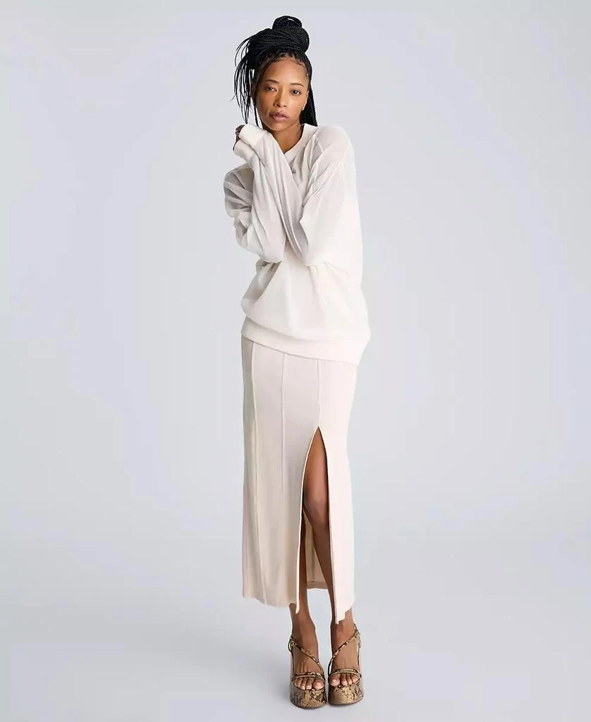Kenneth Cole Women's Sheer Oversized Crewneck Pullover 6