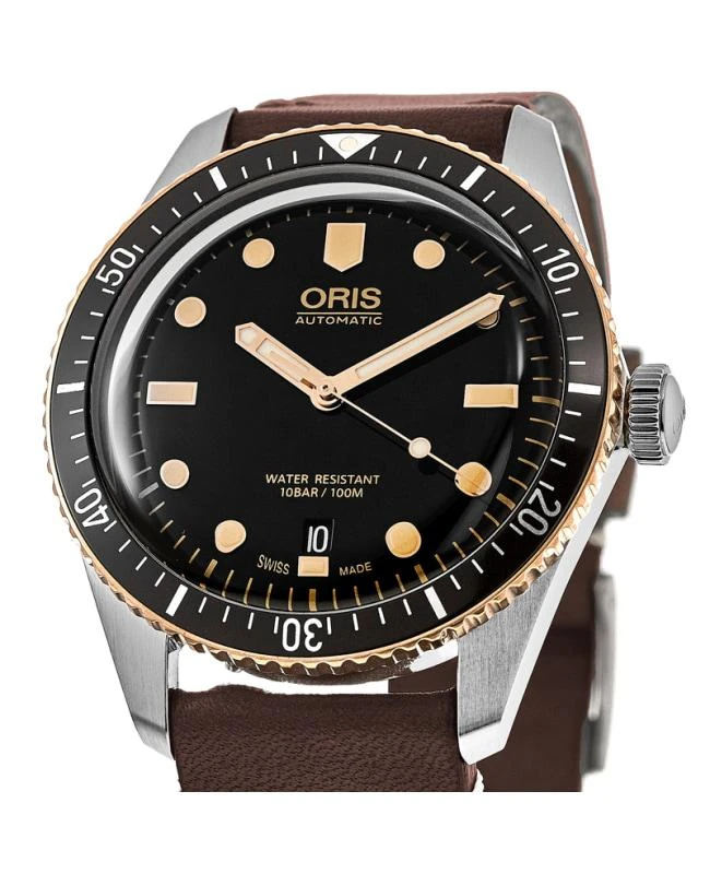 Oris Oris Divers Sixty-Five Black Dial Dark Brown Leather Strap Men's Watch 01 733 7707 4354-07 5 20 55 2