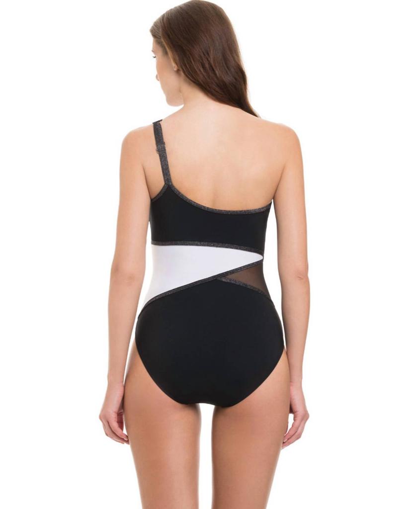 Profile by Gottex One Shoulder Mesh Inset One Piece Swimsuit