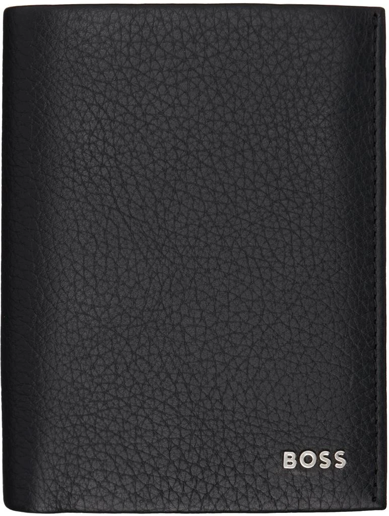 Hugo Boss Black Grained Leather Logo Lettering Wallet 1