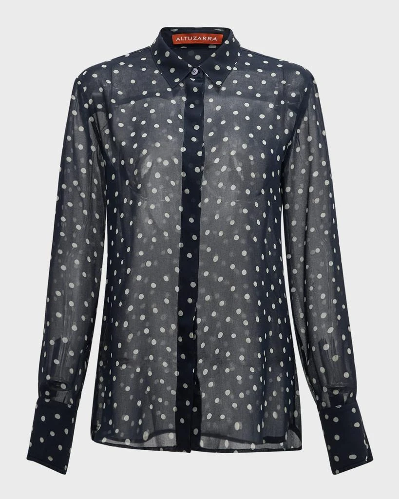 Altuzarra Chika Polka-Dot Sheer Button-Front Top 1