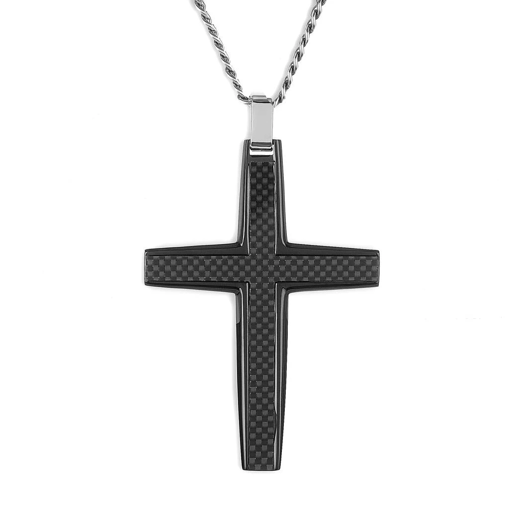 Crucible Jewelry Crucible Los Angeles Black Carbon Fiber Stainless Steel Cross Necklace - Medium 3