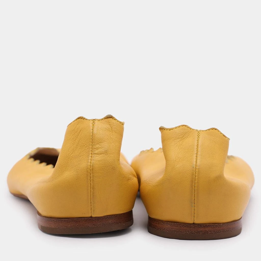 Chloé Chloe Yellow Leather Scalloped Ballet Flats Size 35 5