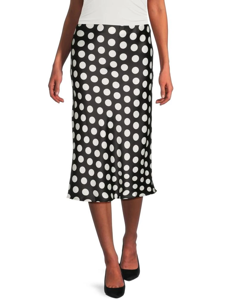 Renee C. Polka Dot Satin Midi-Skirt 1