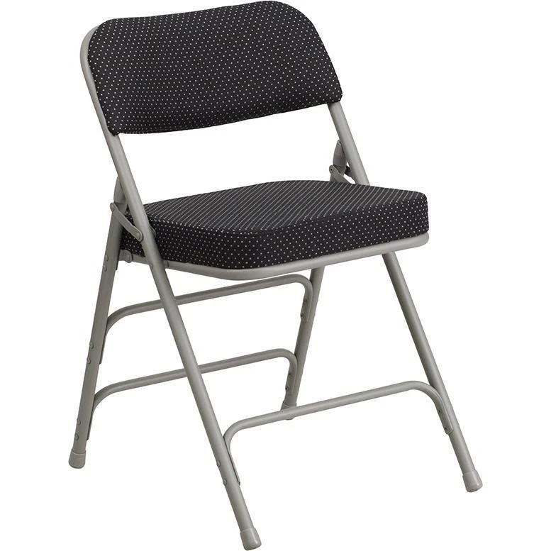 Flash Furniture Triple Braced 
Double Hinged Black Pin-Dot Fabric Metal Folding Chair pack of 4