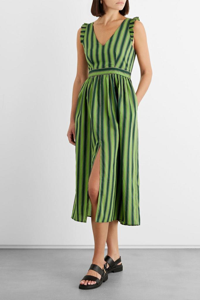 IRIS & INK Carmen striped Lyocell-blend midi dress