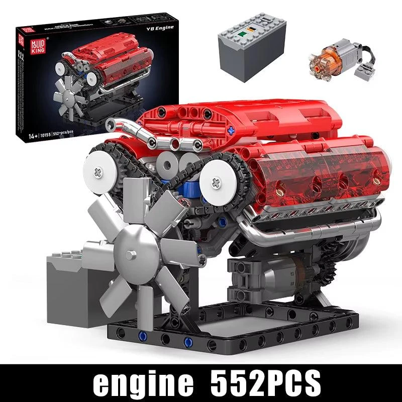 MOULD KING Mould King 10088 V8 Engine Building Block Set - Educational Car Engine Assembly Toy for Kids, Ideal Christmas Gift