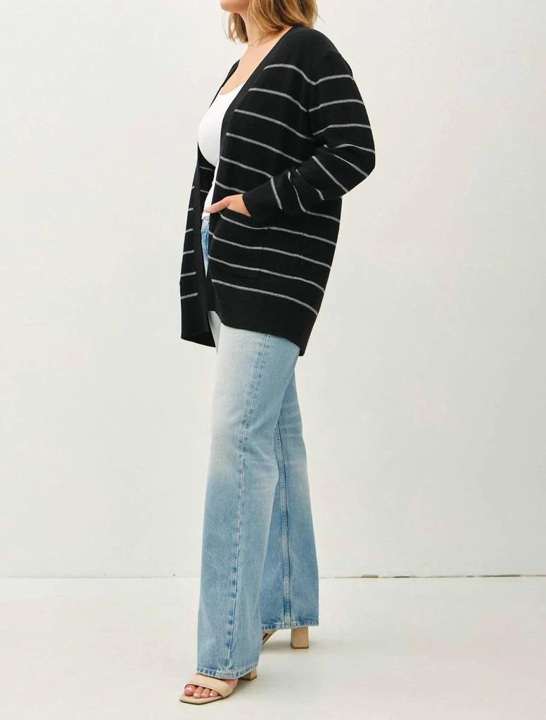 be cool Striped Open-Front Cardigan Curvy In Black 3