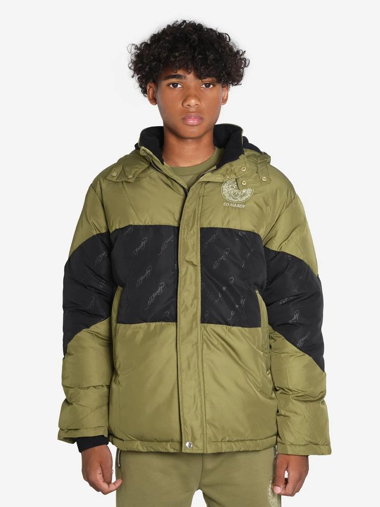 ED Hardy ED Hardy Boys Puffer Jacket in Green 1