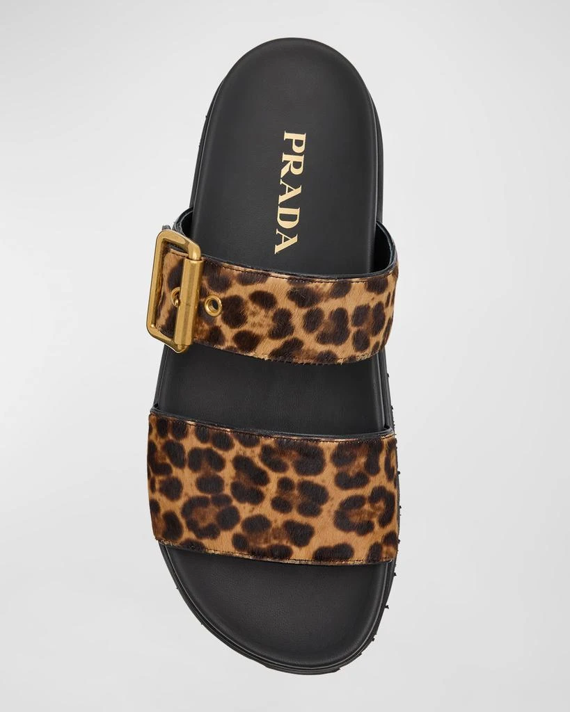 Prada Leopard Buckle Sporty Slide Sandals 6
