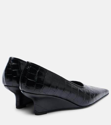 Totême Croc-effect leather wedges
