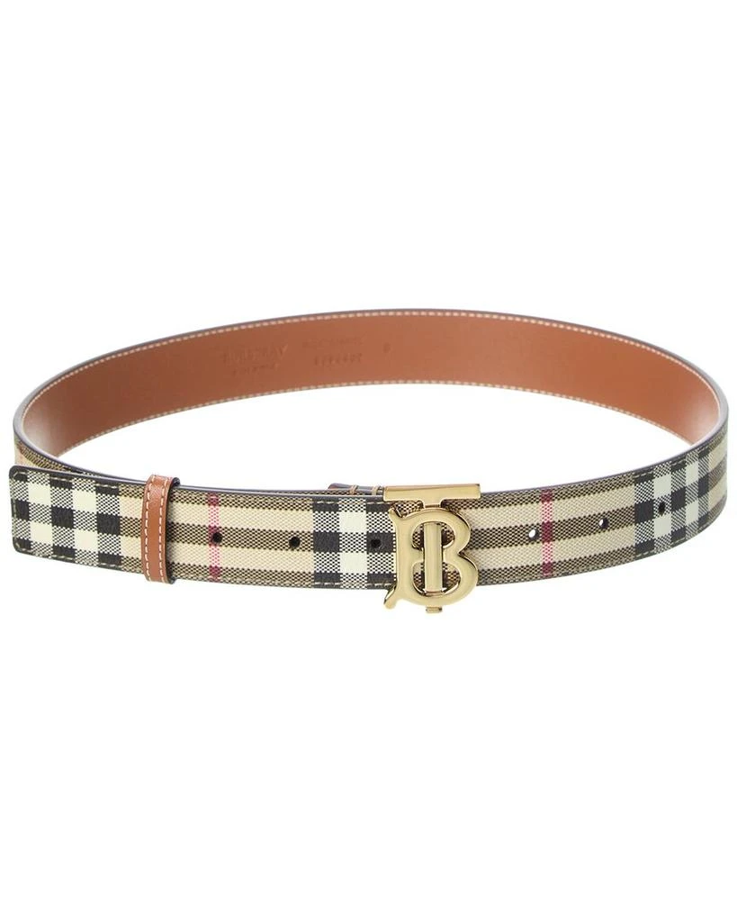 Burberry Check TB E-Canvas 
Leather Belt