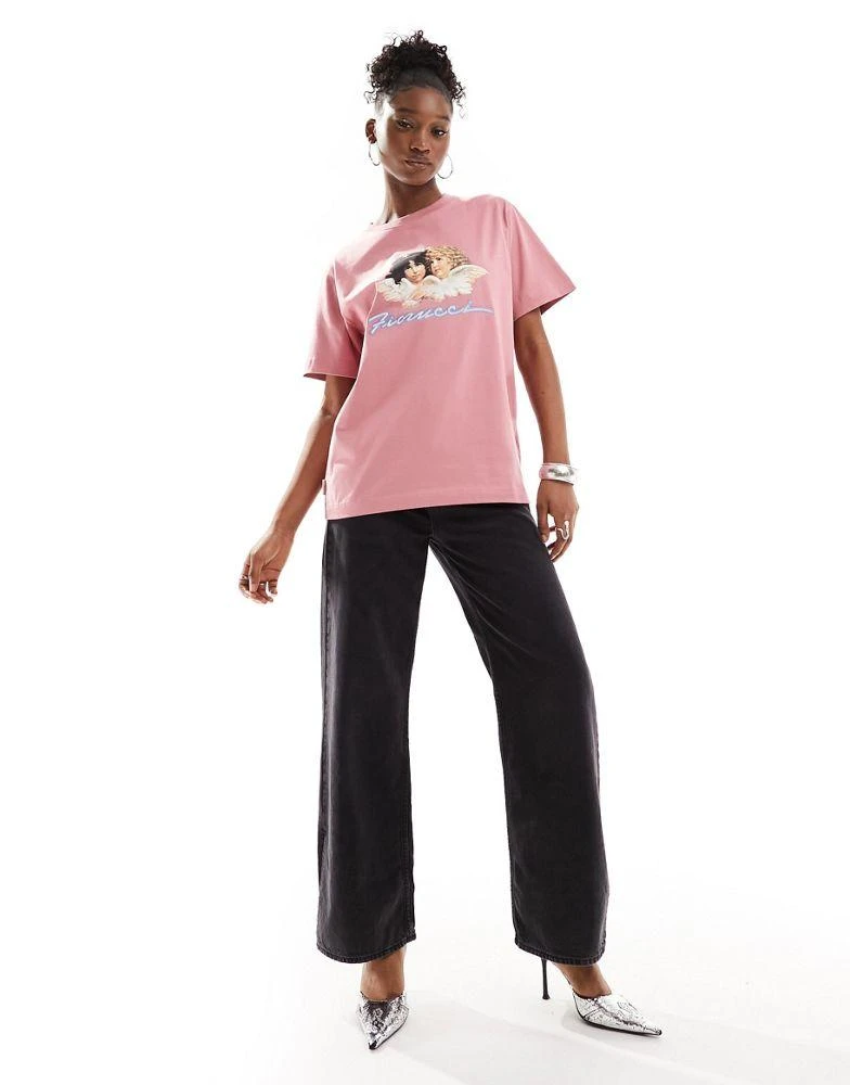 Fiorucci Fiorucci relaxed angel t-shirt with squiggle logo in washed pink 3