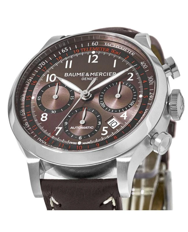 Baume & Mercier Baume & Mercier Capeland Chronograph 42mm Automatic Grey Dial Leather Strap Men's Watch 10002 2