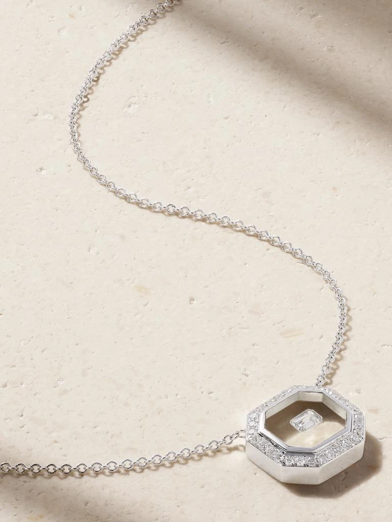 Nikos Koulis Universe 18k 白金、钻石、搪瓷项链 from NET-A-PORTER