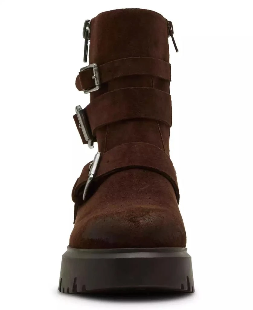 Madden Girl Women
s Mally Moto Buckle Lug Sole Boots 6