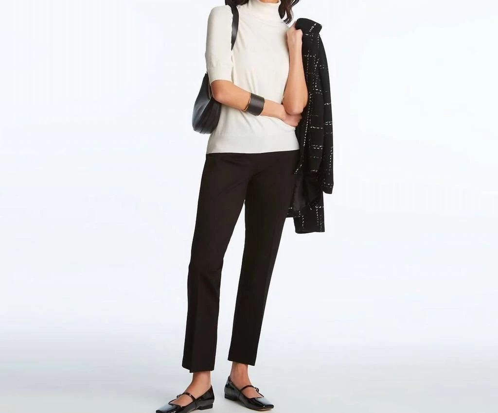 Elliott Lauren Short Sleeve Turtleneck Sweater In White 2