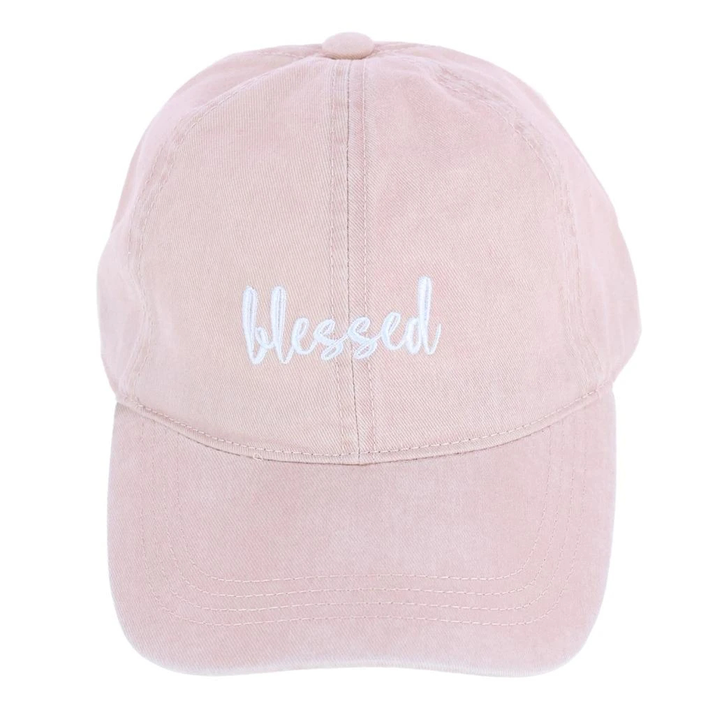 David & Young Women's Blessed Embroidered Denim Baseball Cap Hat 5