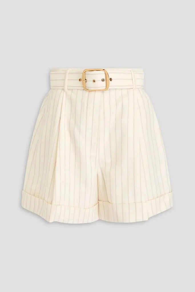 Zimmermann Belted striped jacquard shorts
