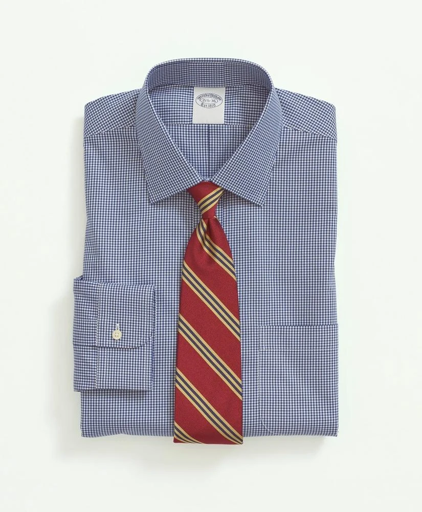 Brooks Brothers Stretch Supima® Cotton Non-Iron Pinpoint Oxford Ainsley Collar, Gingham Dress Shirt