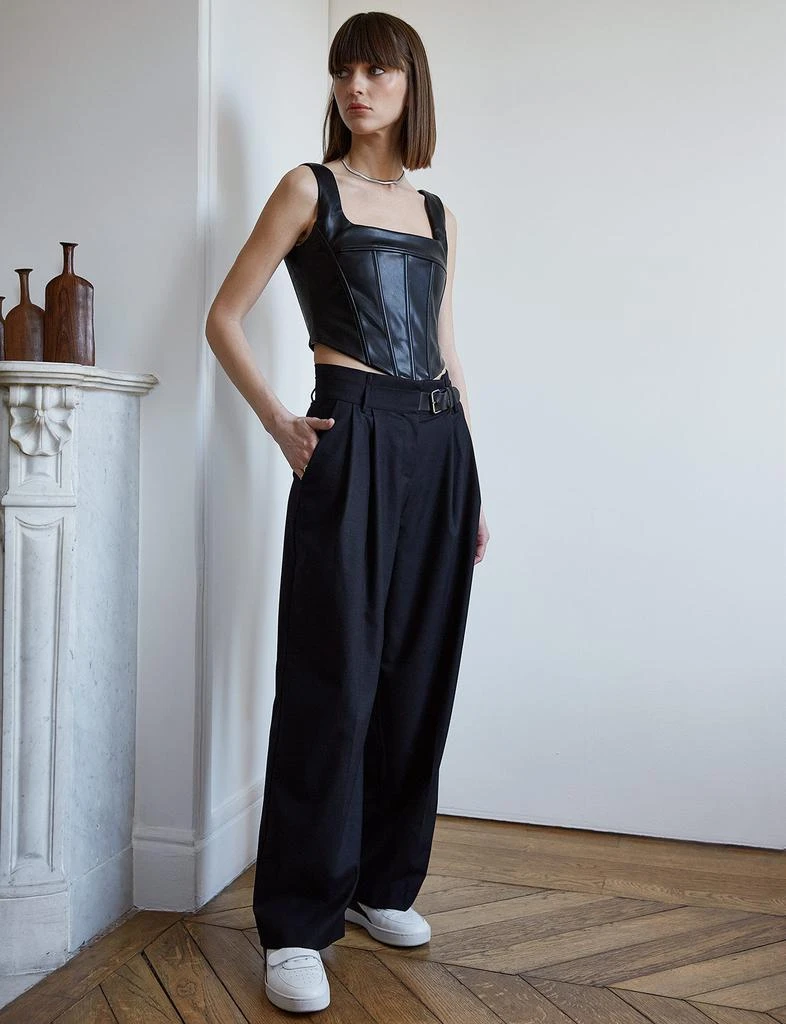 Pixie Market Black Belted Wide Leg Pants-BESTSELLER 3