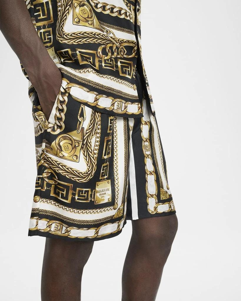 Balmain Men
s Foulard-Print Pull-On Shorts 5