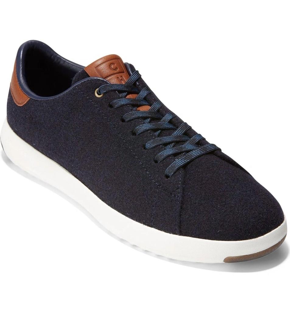 Cole Haan Men's Grandpro Tennis Sneaker In Navy Ink Wool/british Tan