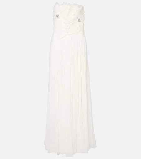Costarellos Adamaris embellished floral strapless gown 1