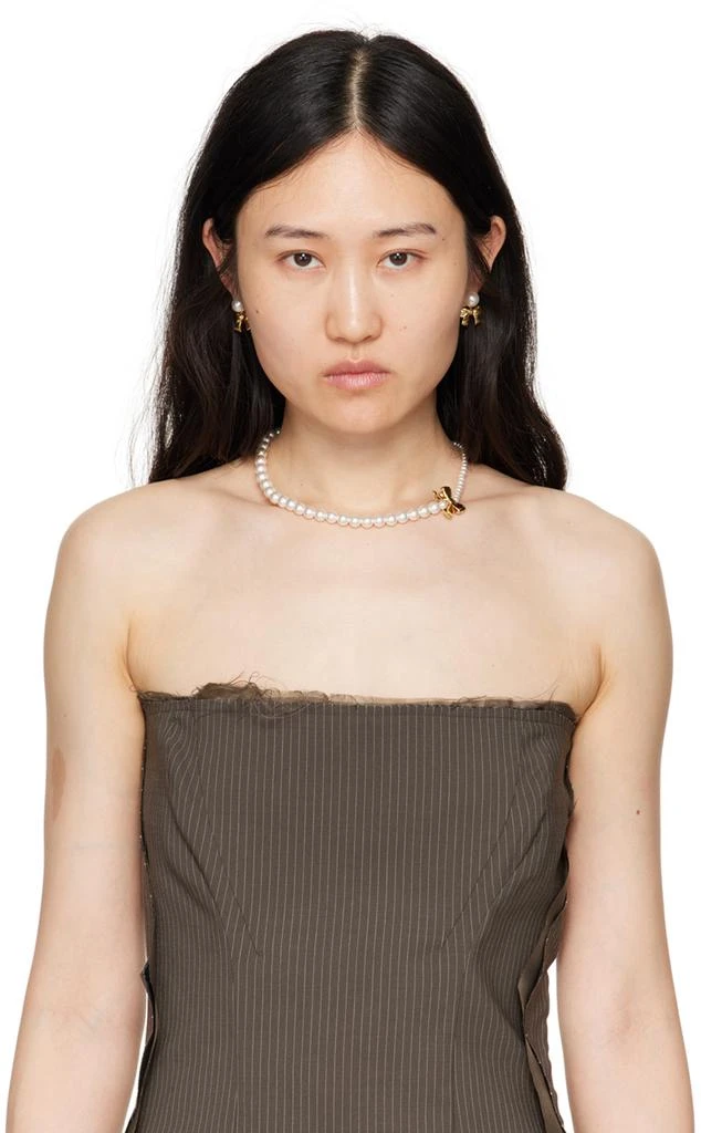 Numbering Gold & White #9118 Earrings 3