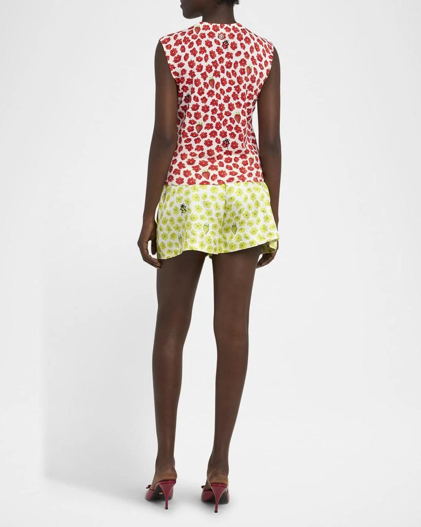 Versace Strawberry Garden Print Silk Knit Tank Top 3