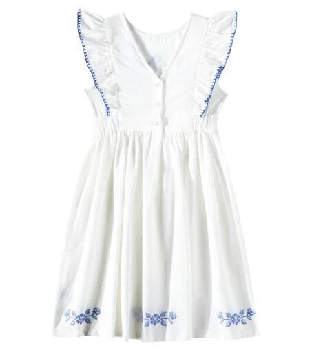 C'era Una Volta Nina ruffled floral embroidered cotton dress 3