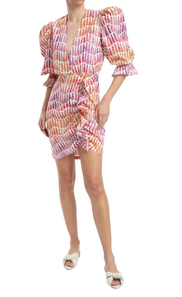 Adriana Degreas Frilled Short Dress In Lipstick