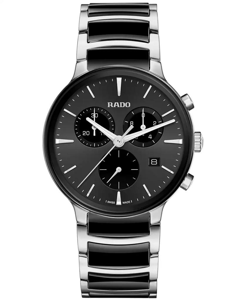 Rado Unisex Swiss Chronograph Centrix Black Ceramic & Stainless Steel Bracelet Watch 41mm