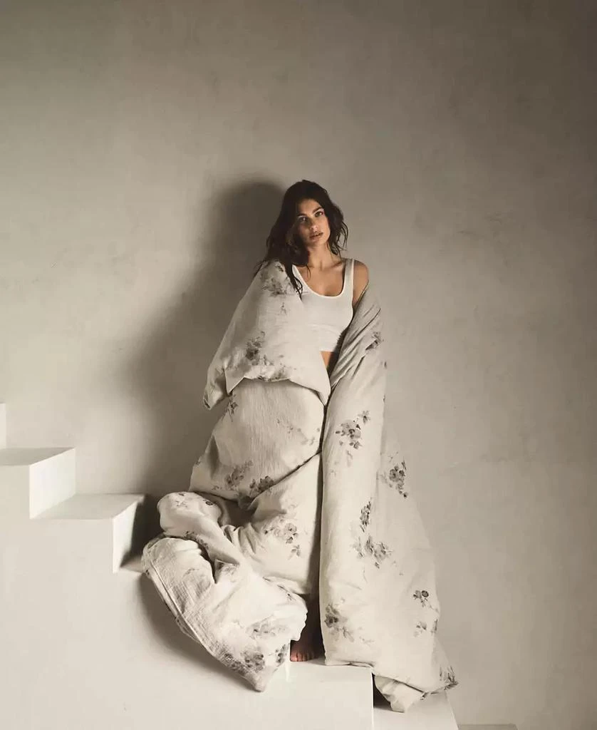Calvin Klein Aquarelle Floral Cotton Melange Gauze 3 Piece Comforter Set 7
