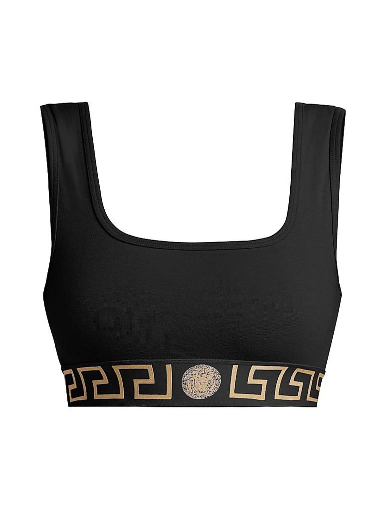 Versace Topeka Logo Jersey Bi-Stretch Cotton Sports Bra 1