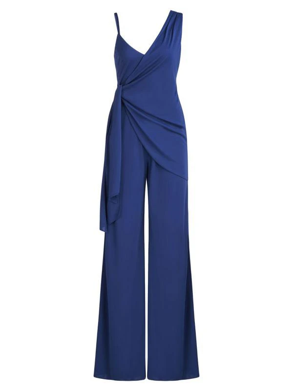 Halston Heritage Zaria Asymmetric Matte Jersey Tie-Waist Jumpsuit 4